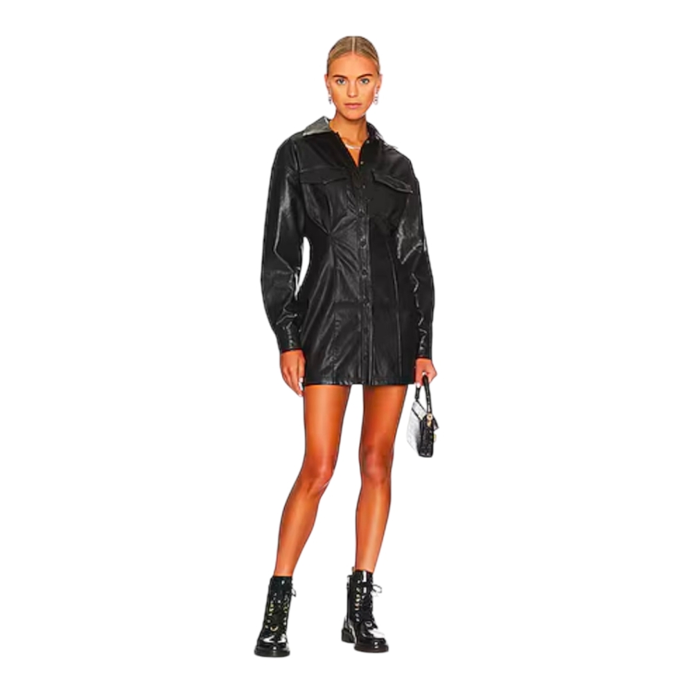 Line & Dot Lou Long Sleeve Faux Leather Mini Dress - NWT - Size XS